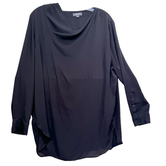 Kenneth Cole Lightweight Cowl Neck Flowy Oversized Tunic Blouse Side Slits Boho - Picture 1 of 16